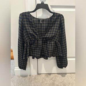Forever 21 plaid peplum crop top